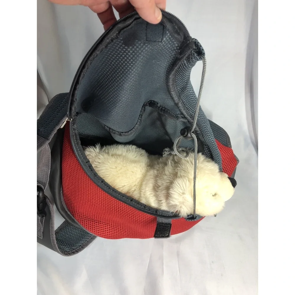 Pet Dog Cat Sling Carrier Breathable Mesh Travel Sling Bag Large Red -Preowned
